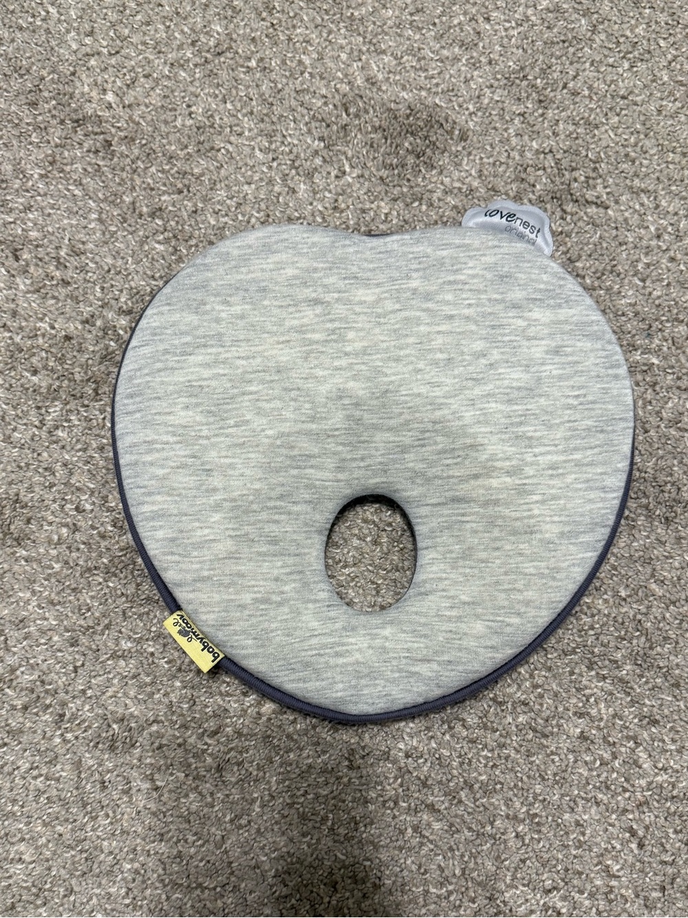 Grey Heart-Shaped Baby Head Support Pillow
